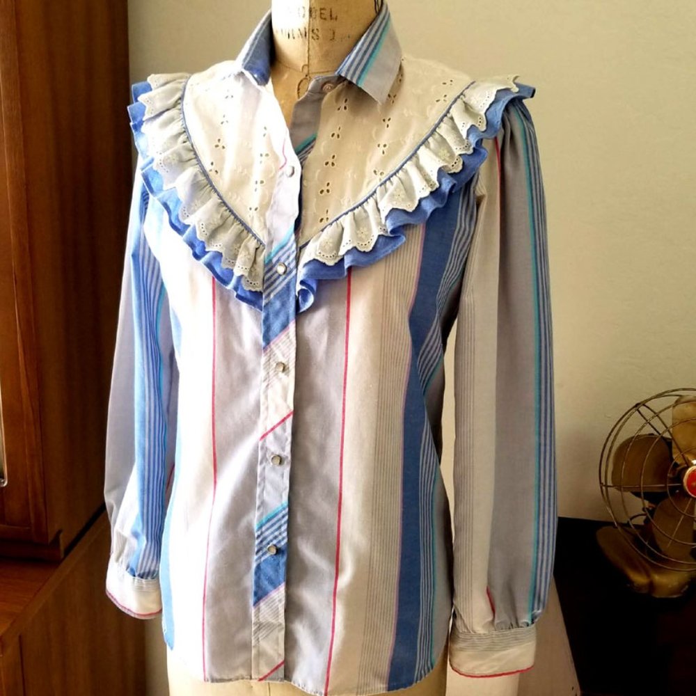 Vtg 70's KENNY ROGERS Cowgirl AMERICANA SQUARE DANCE Shirt USA